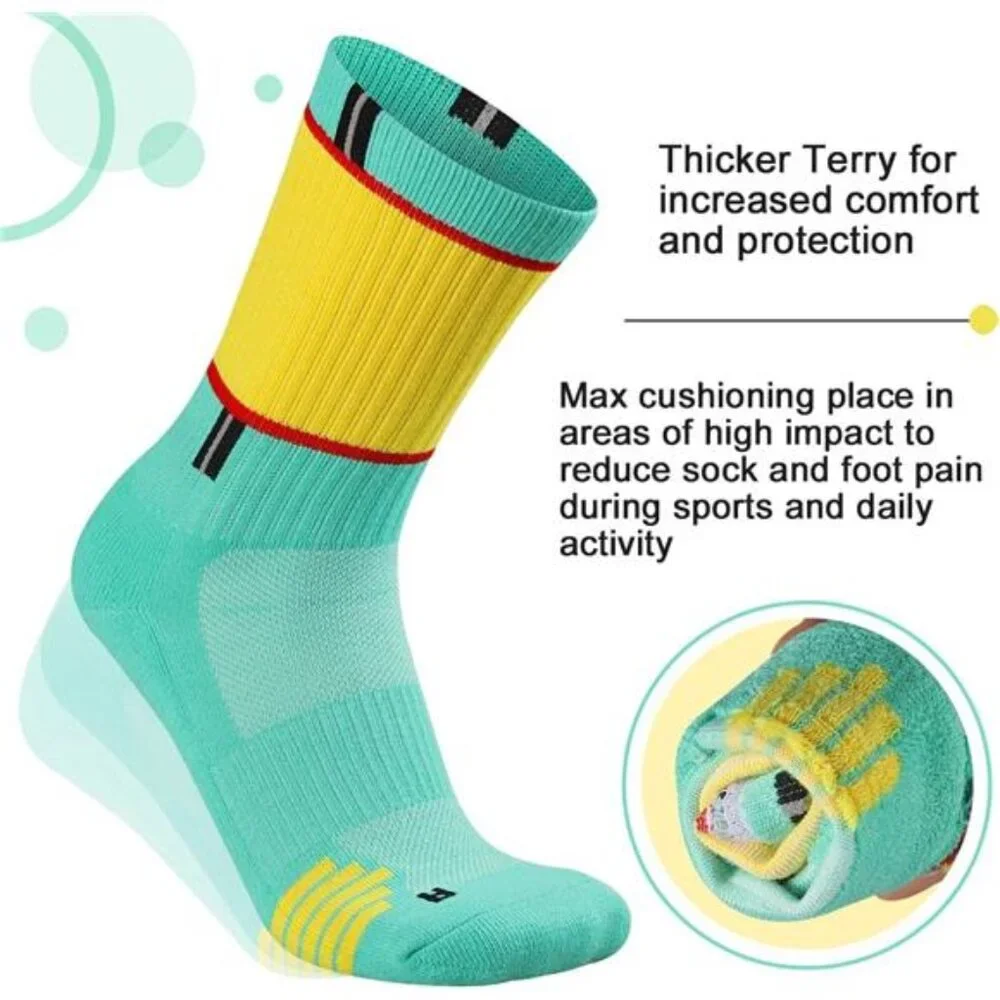 5 Pairs Women's Crew Socks Performance Cushioned Moisture Wicking Socks